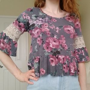 PINK PEONY FLORAL TOP // gotten at TJMAXX